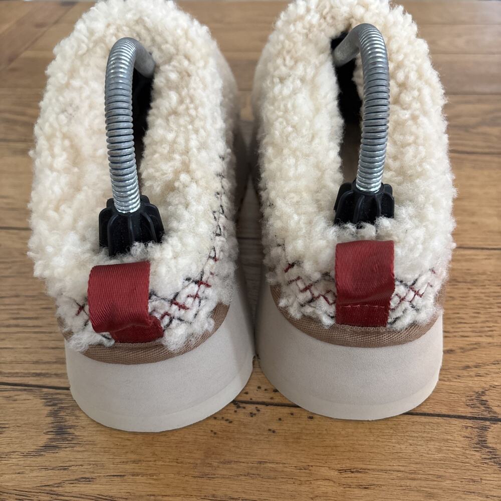 UGG Tazz Braid Natural Heritage Fuzzy Wool Platform Slippers Women's Size 9 - Picture 4 of 9